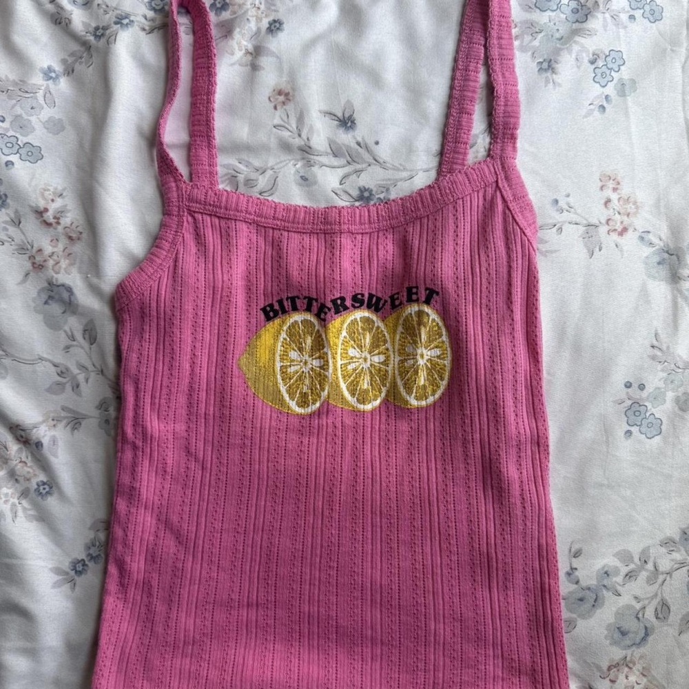 Urban Outfitters Pink Camisole with Lemon Graphic